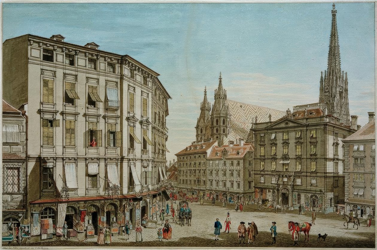 Stock-im-Eisen-Platz i Wien av Carl Schütz