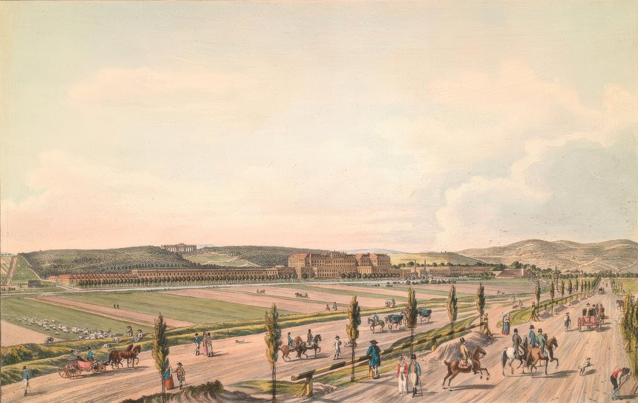 Generell utsikt over det keiserlige kongeslottet Schönbrunn av Carl Schütz
