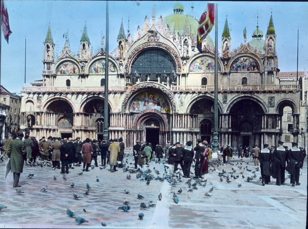 Italia, Venezia, Markusplassen og Markuskirken, bildedato: ca. 1910. Carl Simon-arkivet av Carl Simon