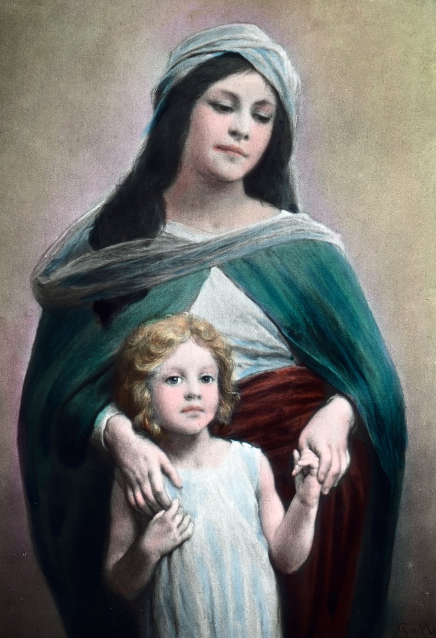 Mor med barn av den tyske illustratøren og grafikeren Max Stern (1872–1943). Bildedato: ca. 1900. Carl Simon-arkivet av Carl Simon