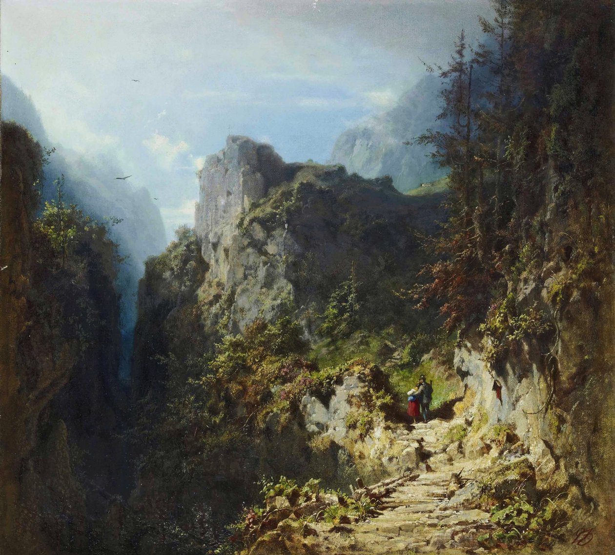 Fjellandskap med elskere av Carl Spitzweg