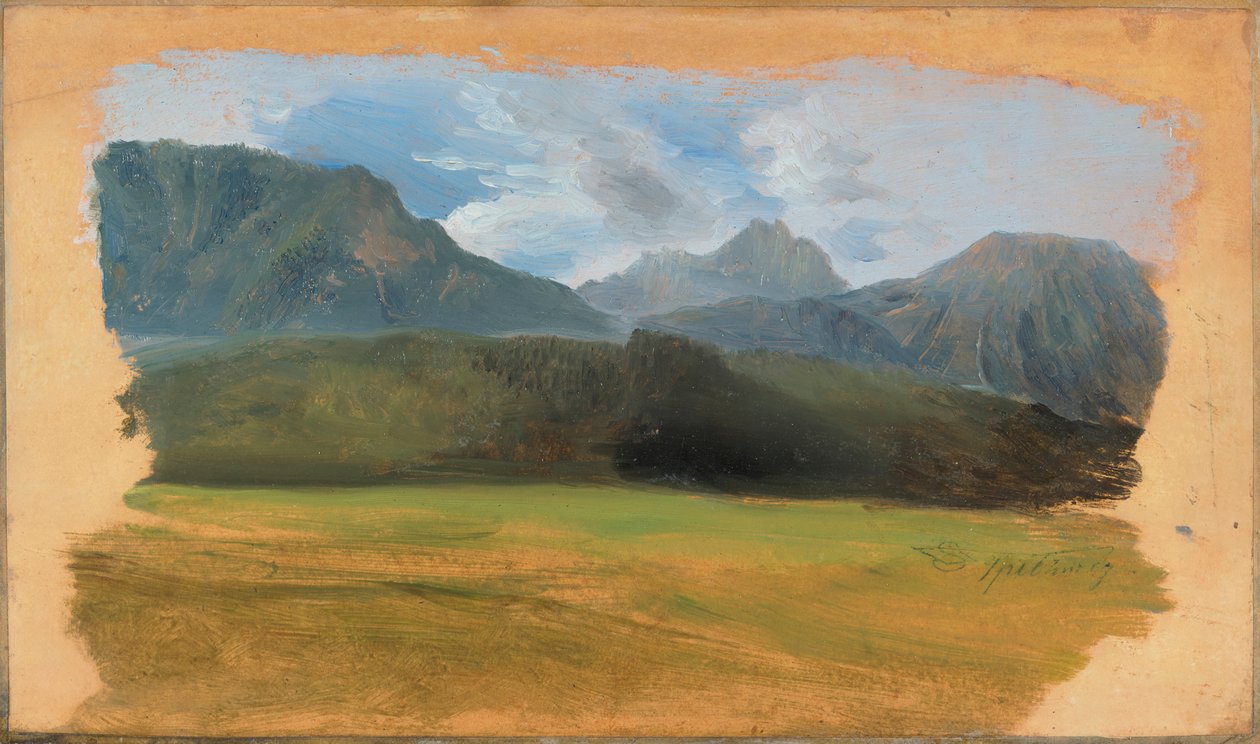 Utsikt fra Ramsau mot Dachstein-massivet av Carl Spitzweg
