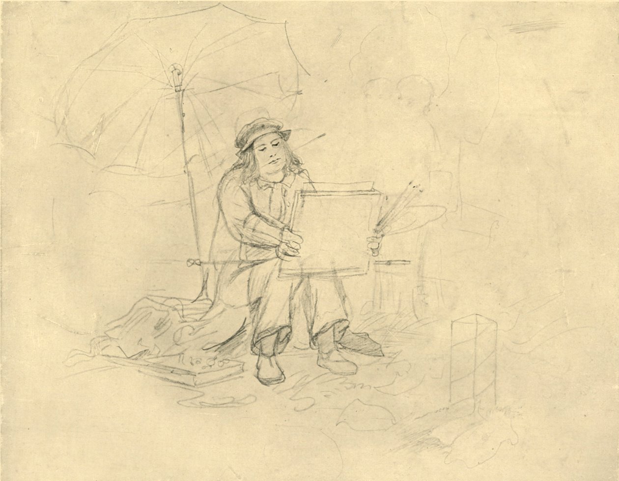 Der Landschaftsmaler II, midten av slutten av 1800-tallet, c1924. av Carl Spitzweg