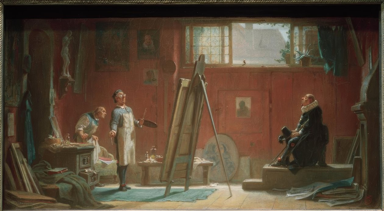 Portrettmaleren av Carl Spitzweg