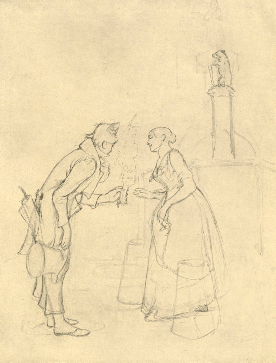 The Shy Suitor, midten av slutten av 1800-tallet, c1924. av Carl Spitzweg