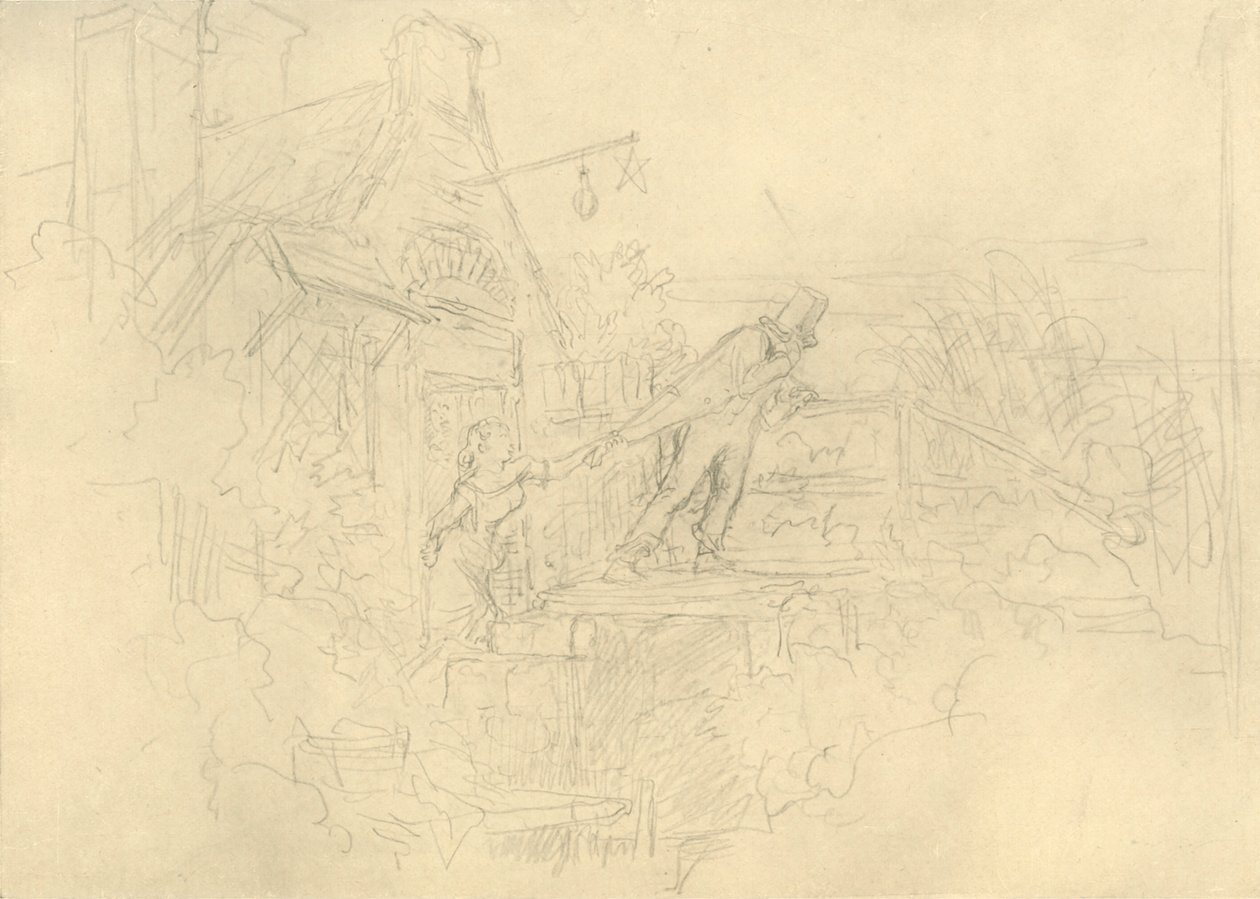 Der Zechpreller, midten av slutten av 1800-tallet, c1924. av Carl Spitzweg