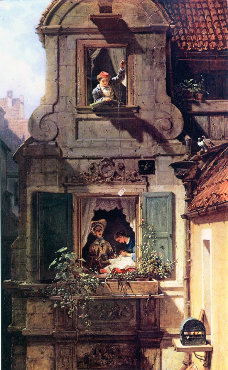 Det avskjærte kjærlighetsbrevet av Carl Spitzweg