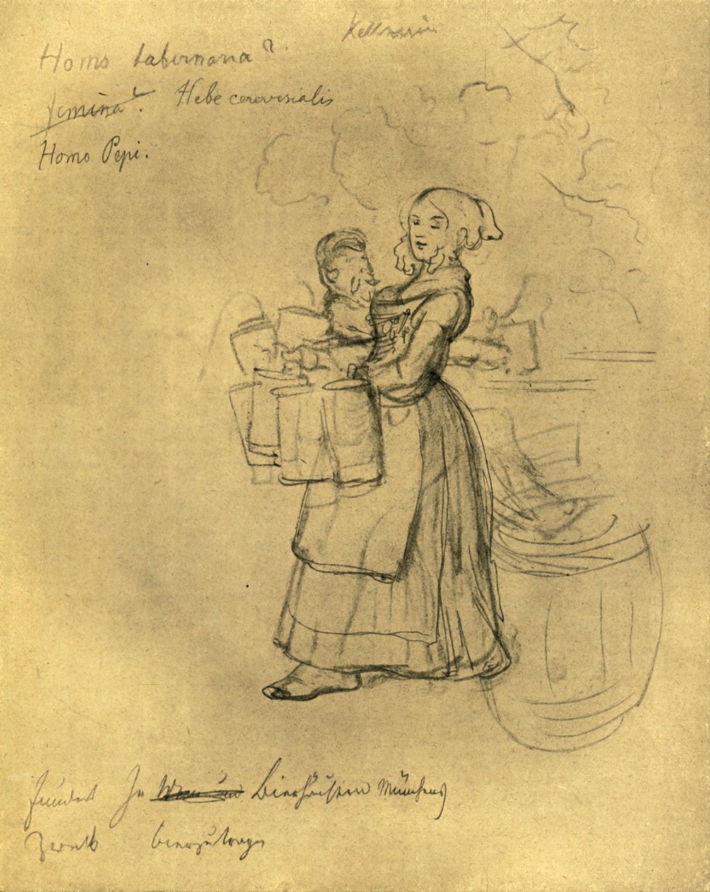 Die Kellnerin, midten av slutten av 1800-tallet, c1924. av Carl Spitzweg