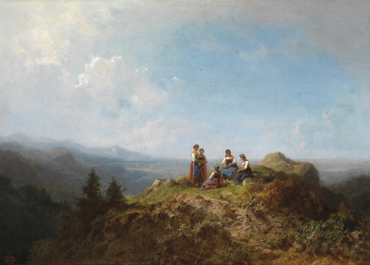 Dirndls on the Alm av Carl Spitzweg