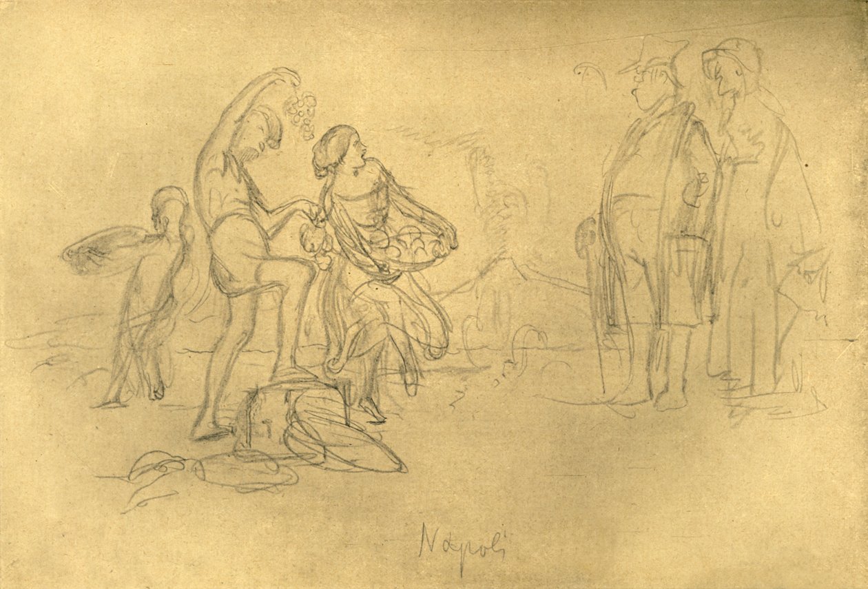 Fremde i Italia, midten av slutten av 1800-tallet, c1924. av Carl Spitzweg