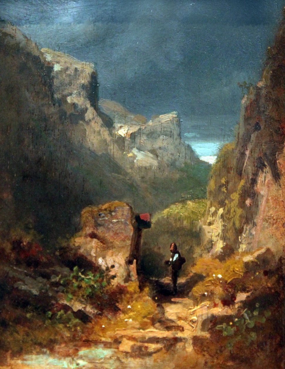 Fjellandskap med Marterl på en stein av Carl Spitzweg