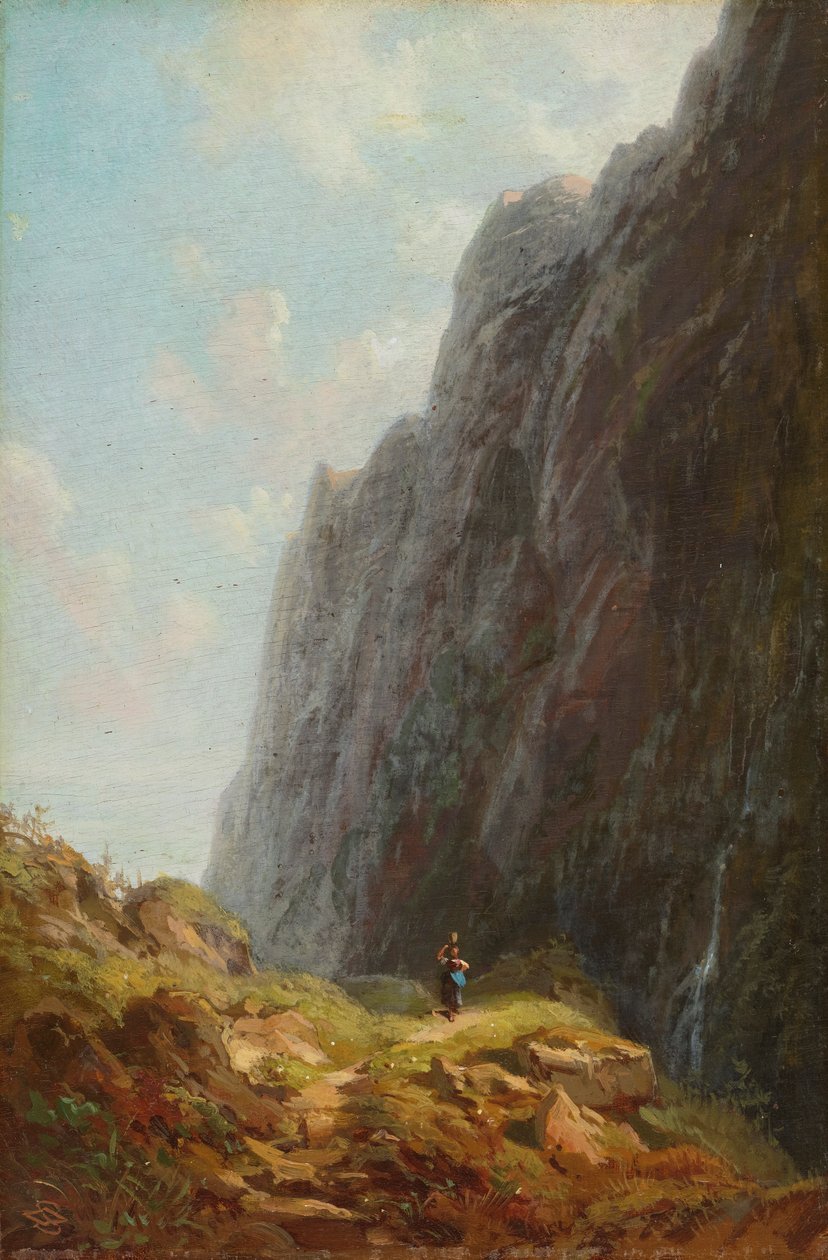 Fjellandskap med en meieri i Wendelstein -området av Carl Spitzweg