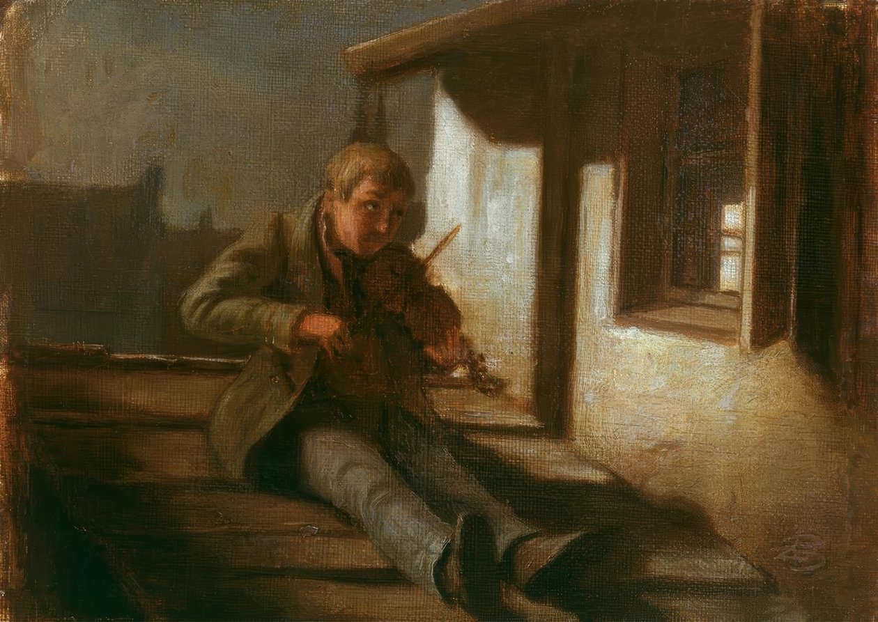 Fiolinist på taket av Carl Spitzweg