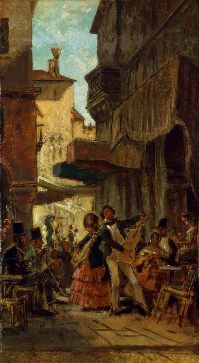 italienske gatesangere av Carl Spitzweg