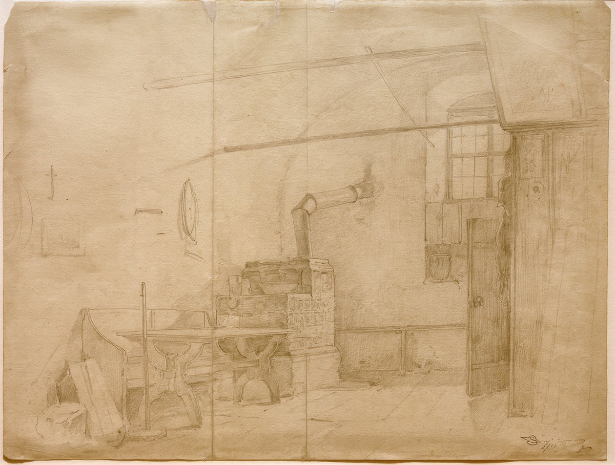 Kakkelovn på bondestua av Carl Spitzweg