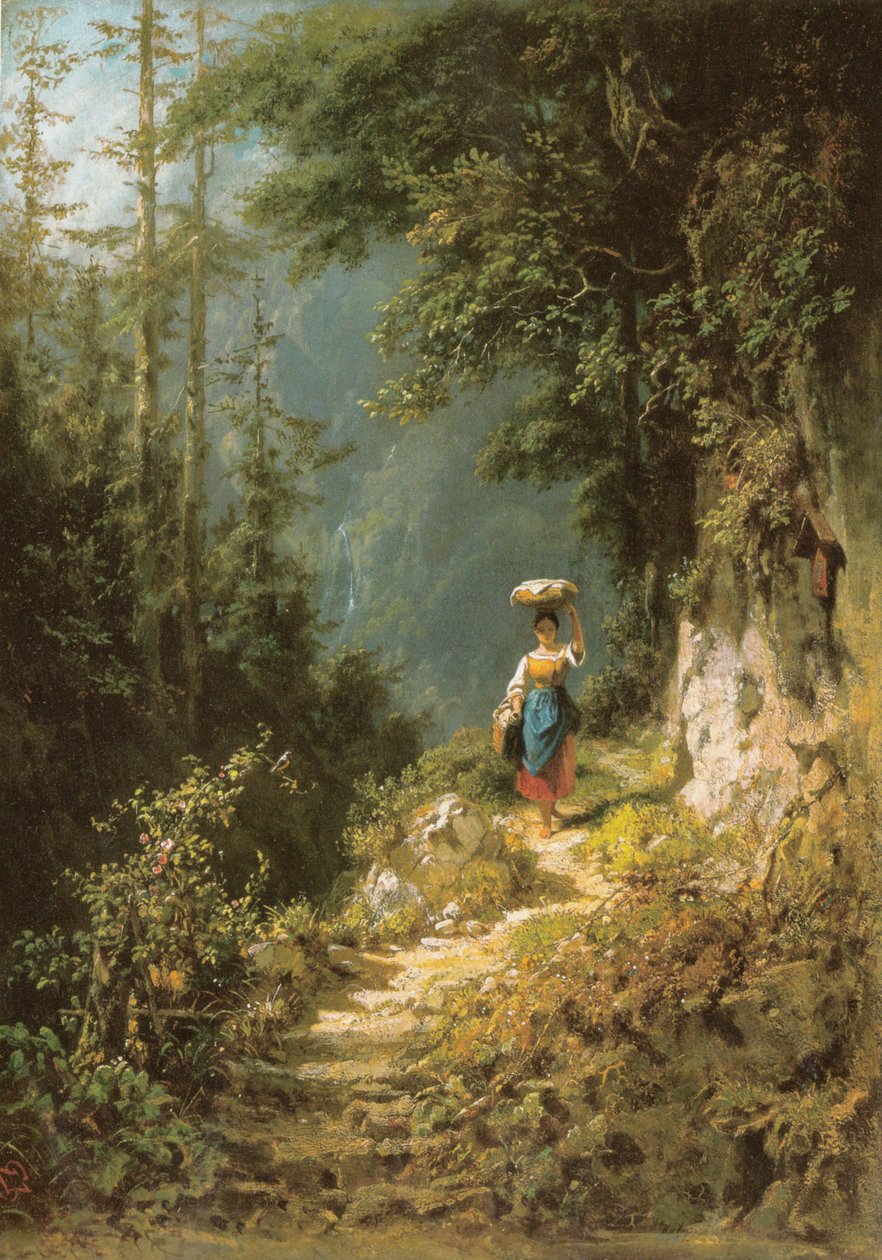 Jente med hodebelastning av Carl Spitzweg