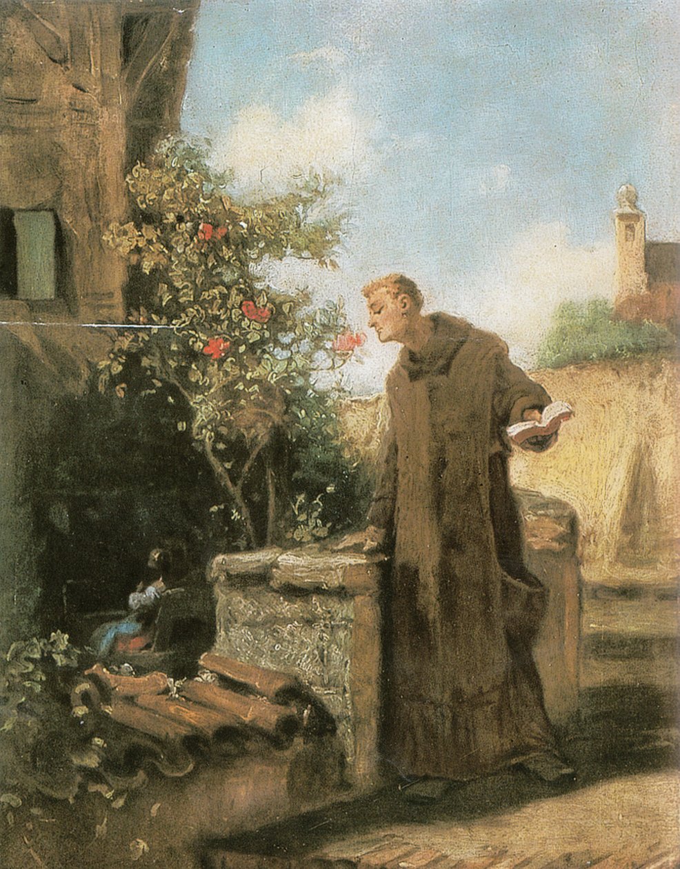 Munk, som lukter en rose av Carl Spitzweg