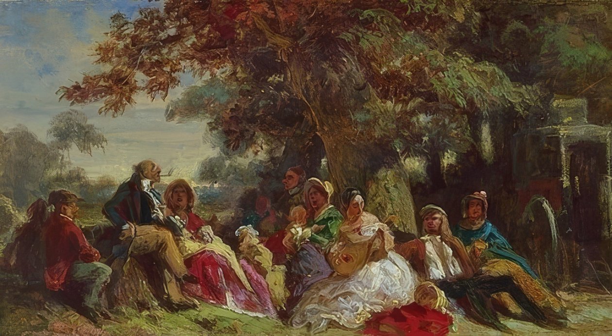 Fungerende selskap i friluft av Carl Spitzweg