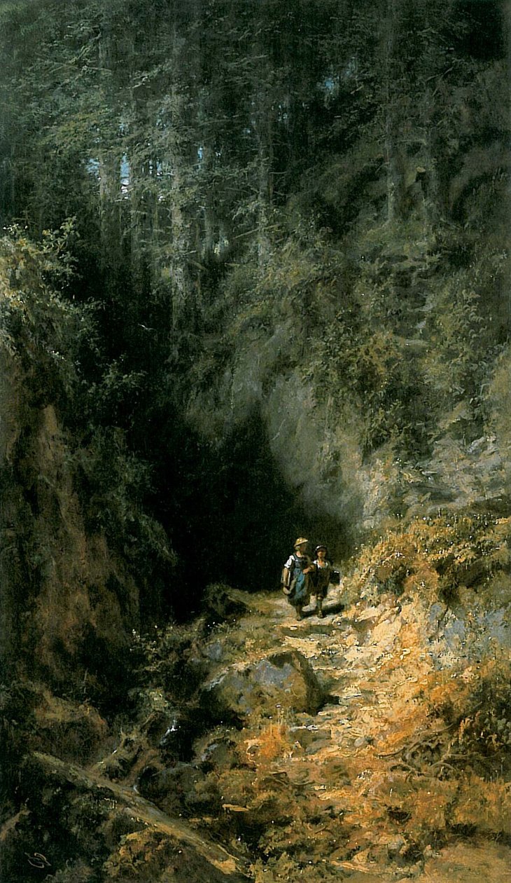 Skolebarn i skogen av Carl Spitzweg