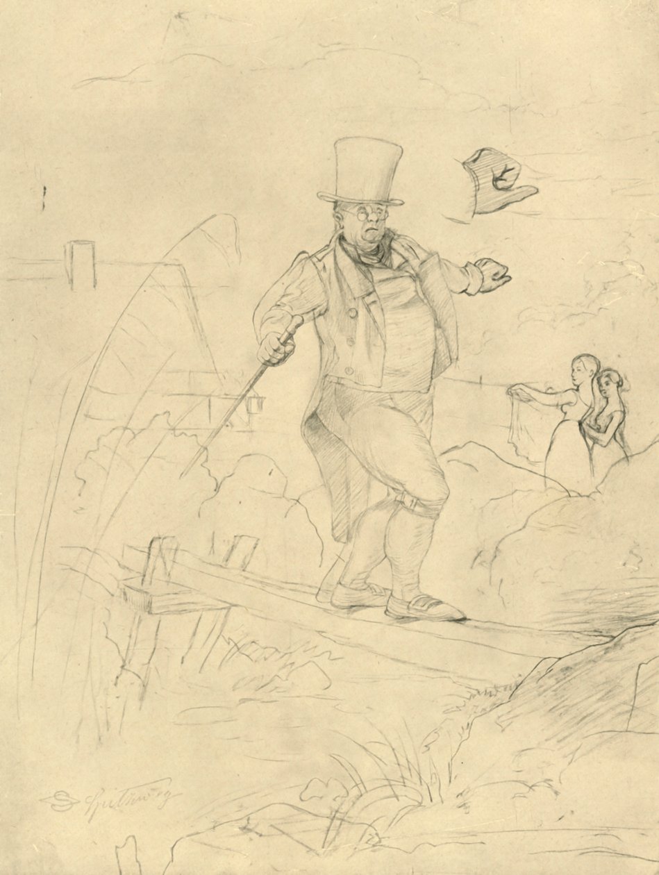 Schwierige Passage, midten av slutten av 1800-tallet, c1924. av Carl Spitzweg