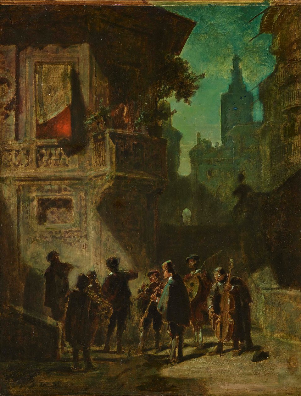 Spansk Serenade fra Barberen i Sevilla, ca 1856. av Carl Spitzweg