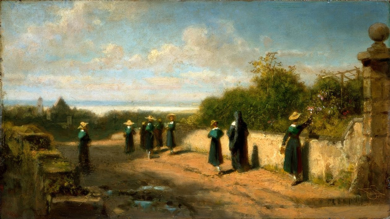 Jenteinternat på tur av Carl Spitzweg