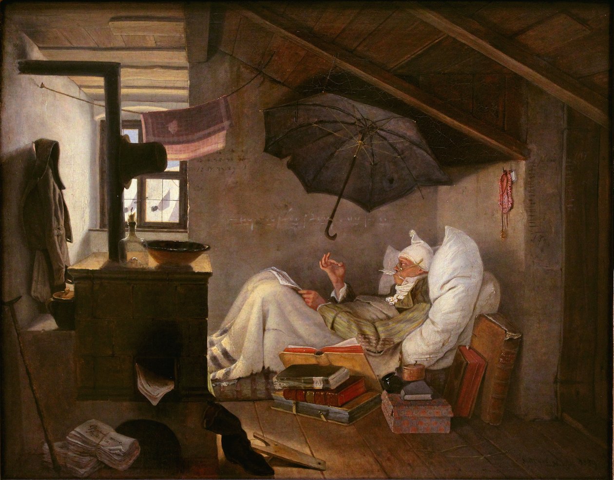 Den fattige dikteren av Carl Spitzweg