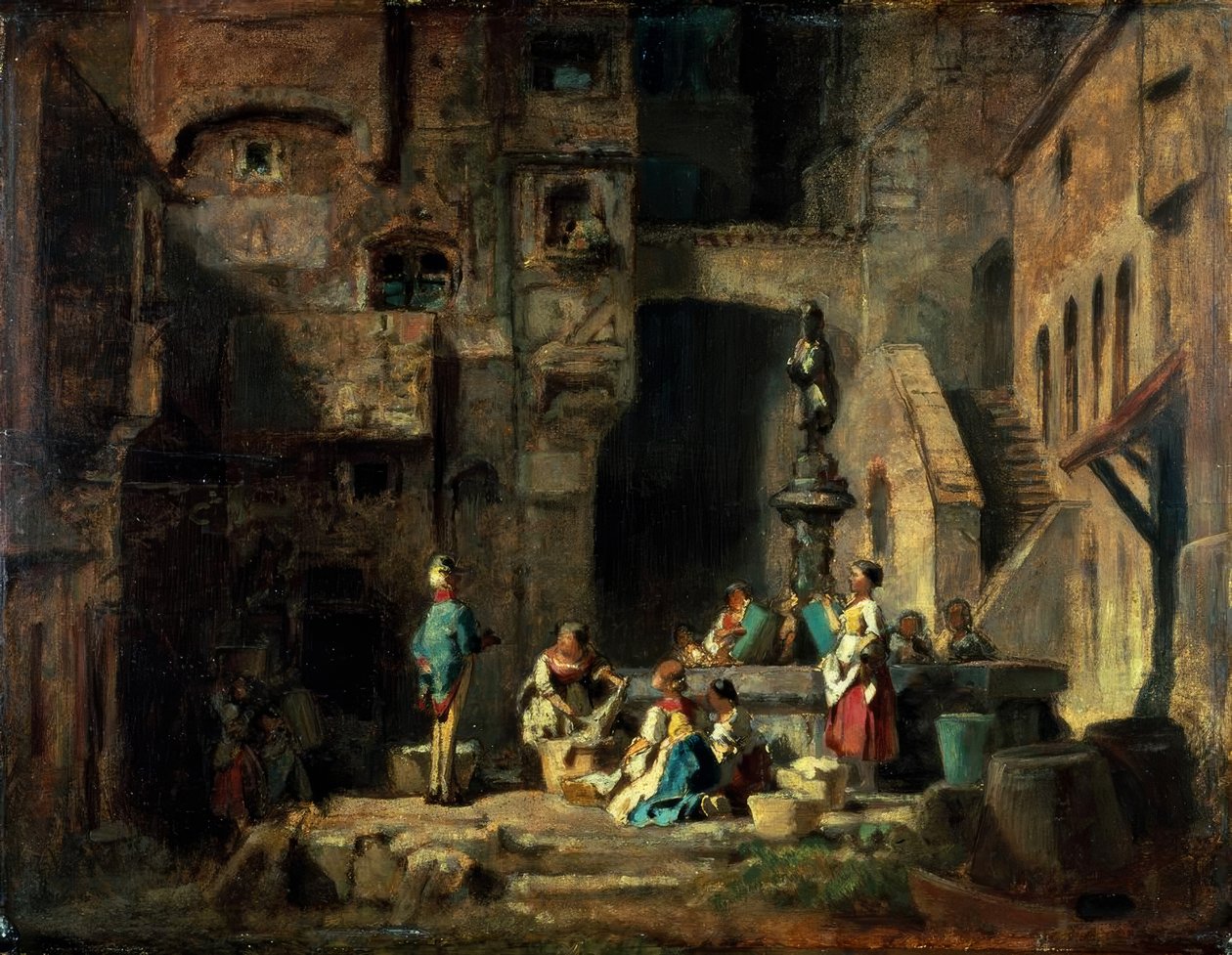 Vaskedamer ved brønnen av Carl Spitzweg