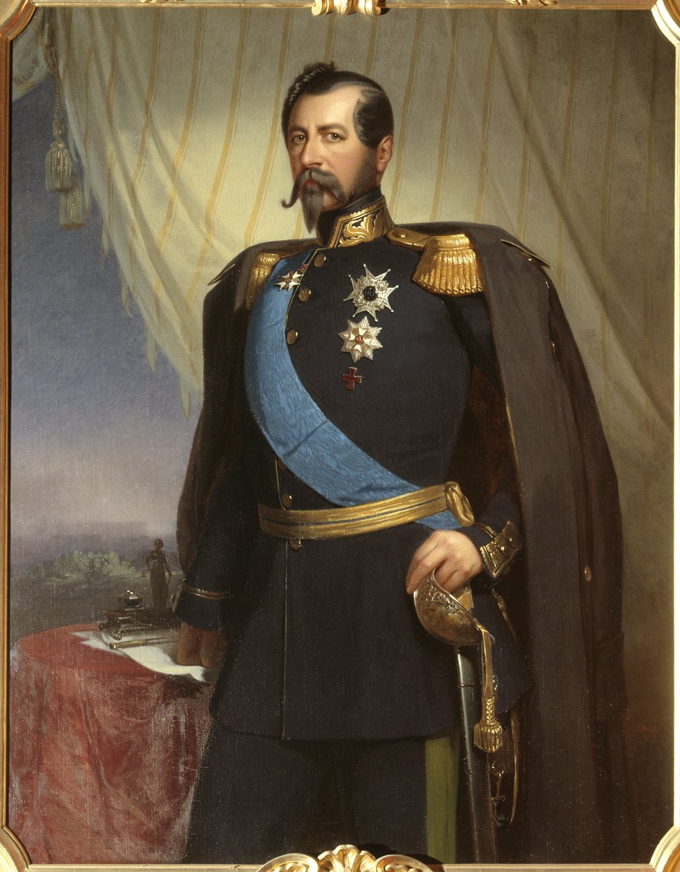 Oscar I, roi de Suede et Norvege - Portrett av Oscar I (1799-1859), konge av Sverige og Norge, av Staaff, Carl Theodor (1816-1880). Olje på lerret av Carl Theodor Staaff