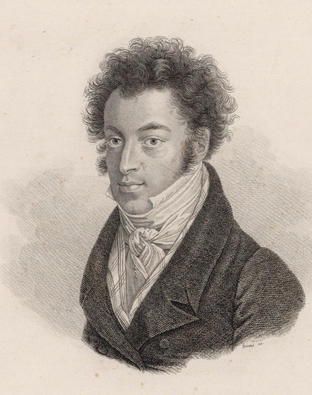 Portrett av pianist og komponist Ignaz Moscheles 1794-1 av Carl Traugott Riedel