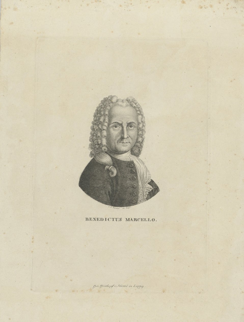 Portrett av komponisten Benedetto Marcello 1686-1739, ca. 1795. av Carl Traugott Riedel