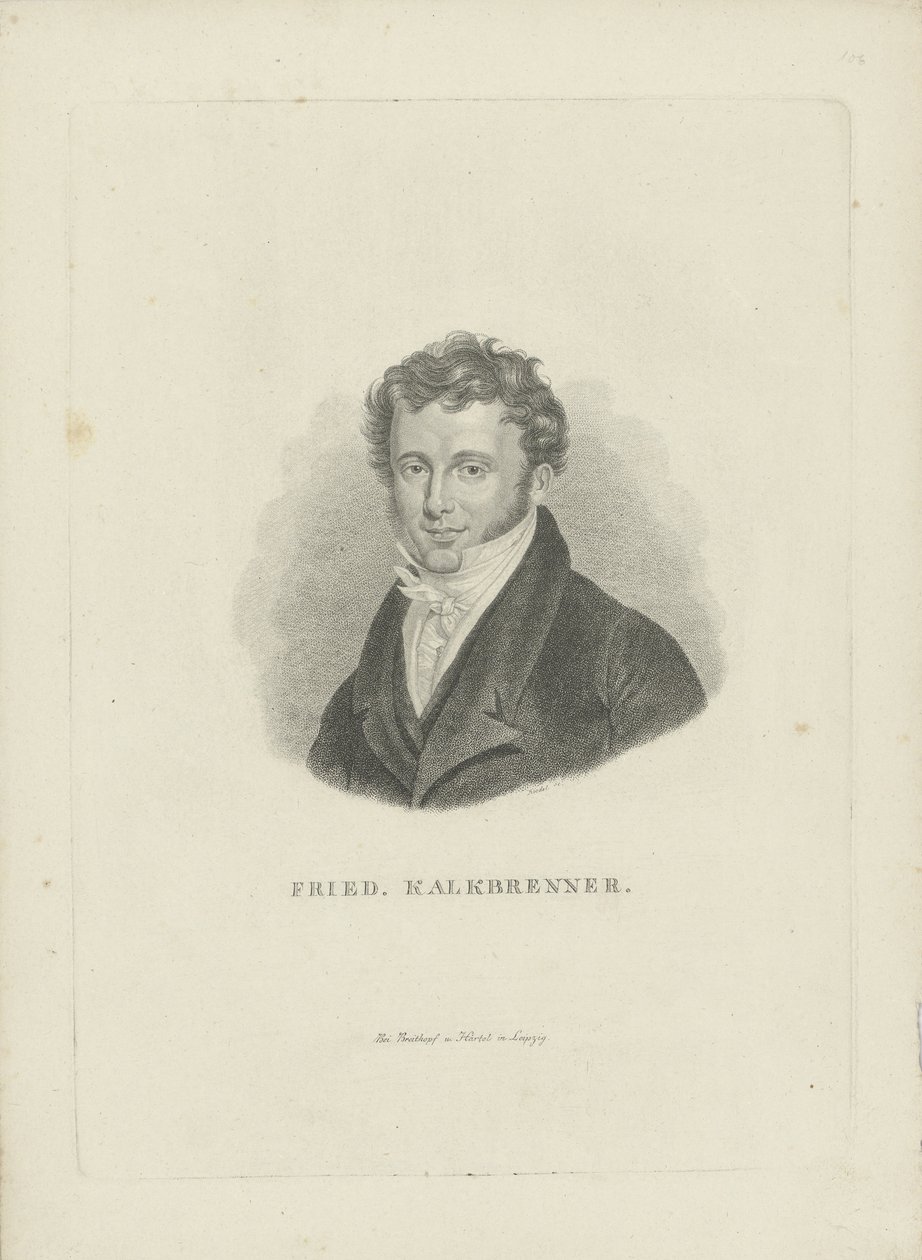 Portrett av komponisten Friedrich Kalkbrenner 1785-1849, ca 1821. av Carl Traugott Riedel