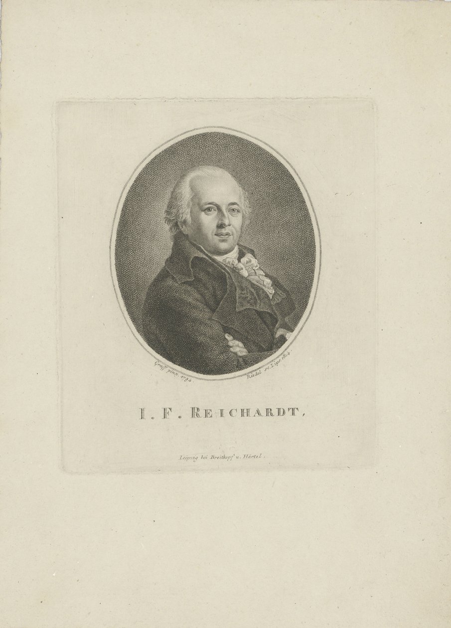 Portrett av komponisten Johann Friedrich Reichardt 1752-1814, 1814. av Carl Traugott Riedel