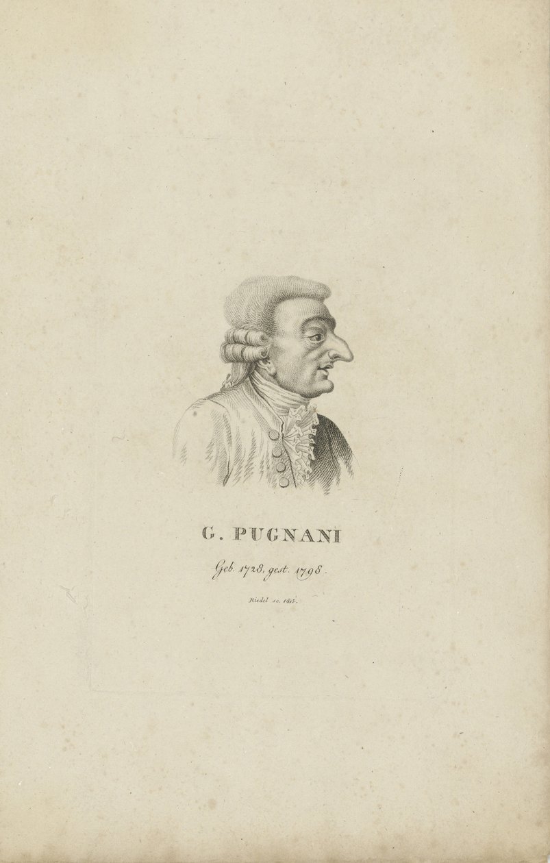 Portrett av fiolinisten og komponisten Gaetano Pugnani 1731-1798, 1815. av Carl Traugott Riedel