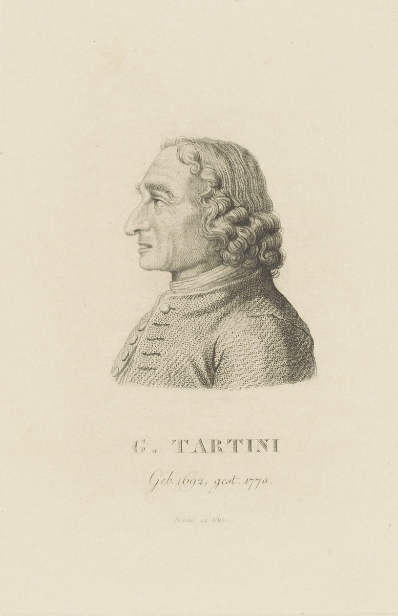 Portrett av fiolinisten og komponisten Giuseppe Tartini 1692-1770, 1815. av Carl Traugott Riedel