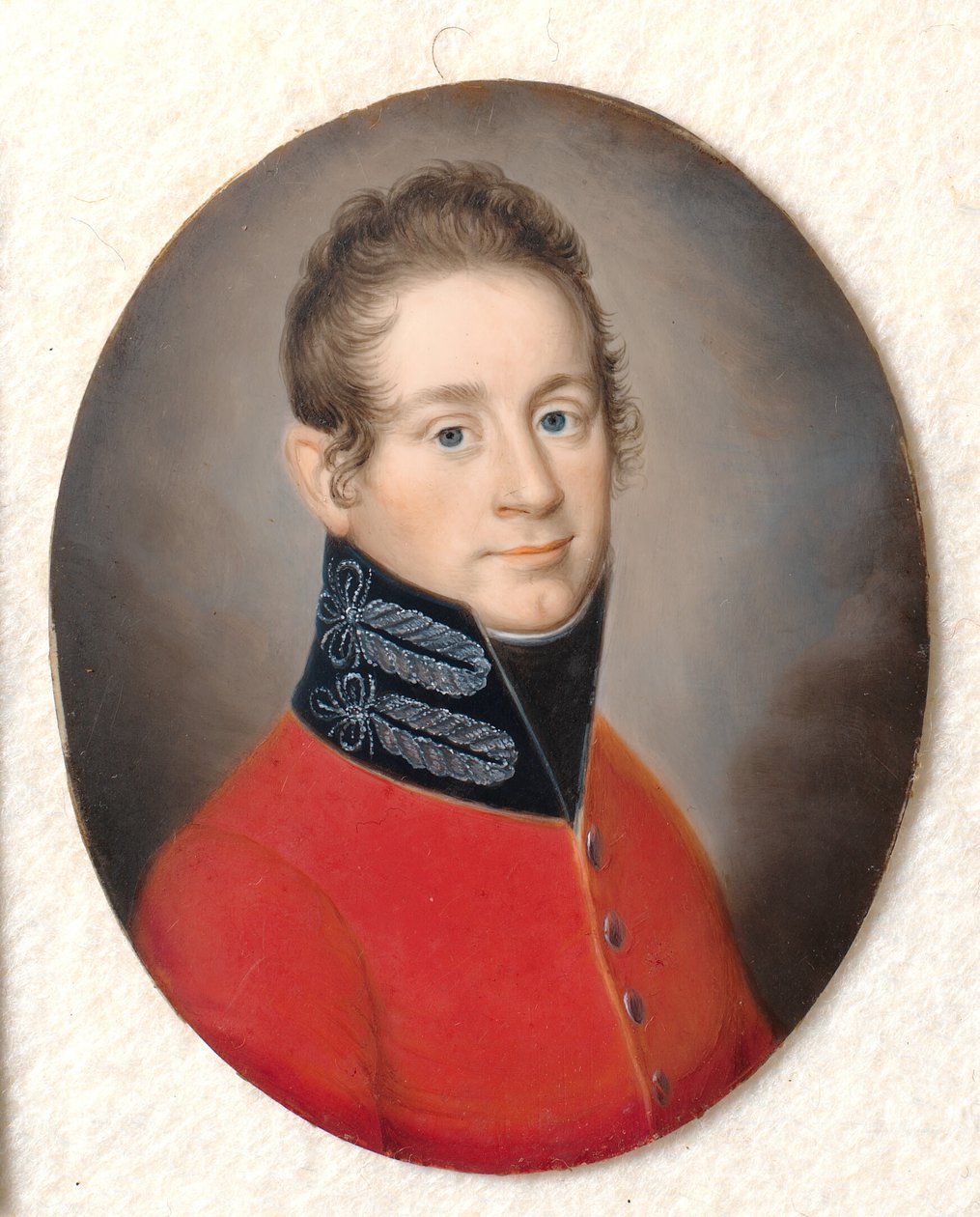 Portrett av en ukjent mann i rød uniform av Carl Viertel
