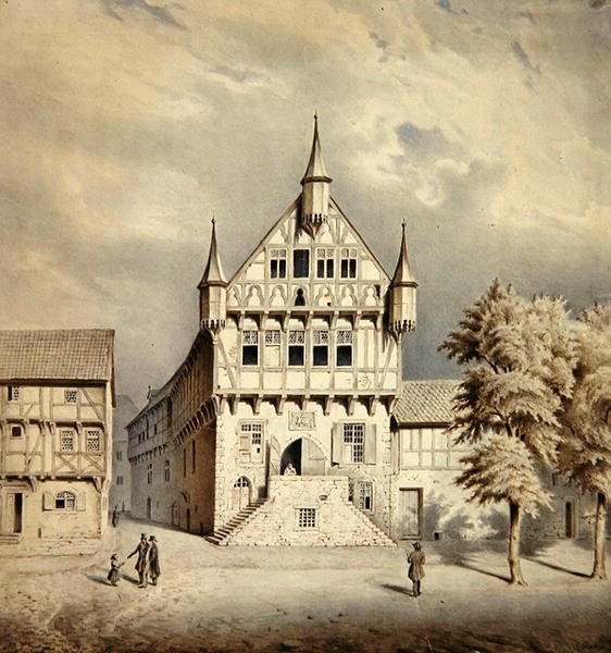 Fritzlar rådhus (akvarell på papir) av Carl W.E. Fink