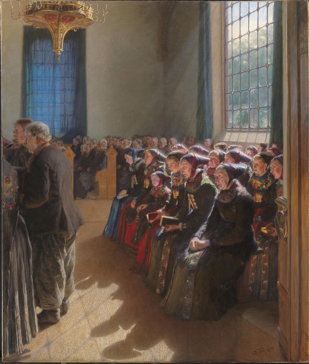 Under gudstjenesten i en kirke på Amager av Carl Wentorf