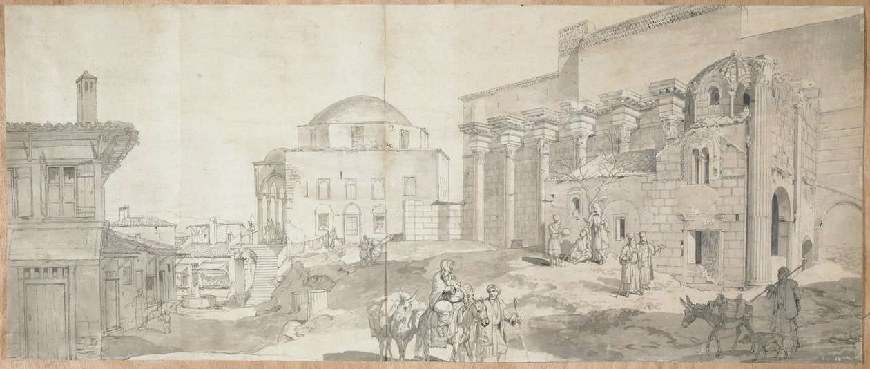 Hadrians bibliotek og den store moskeen i Athen av Carl Wilhelm Freiherr von Heideck