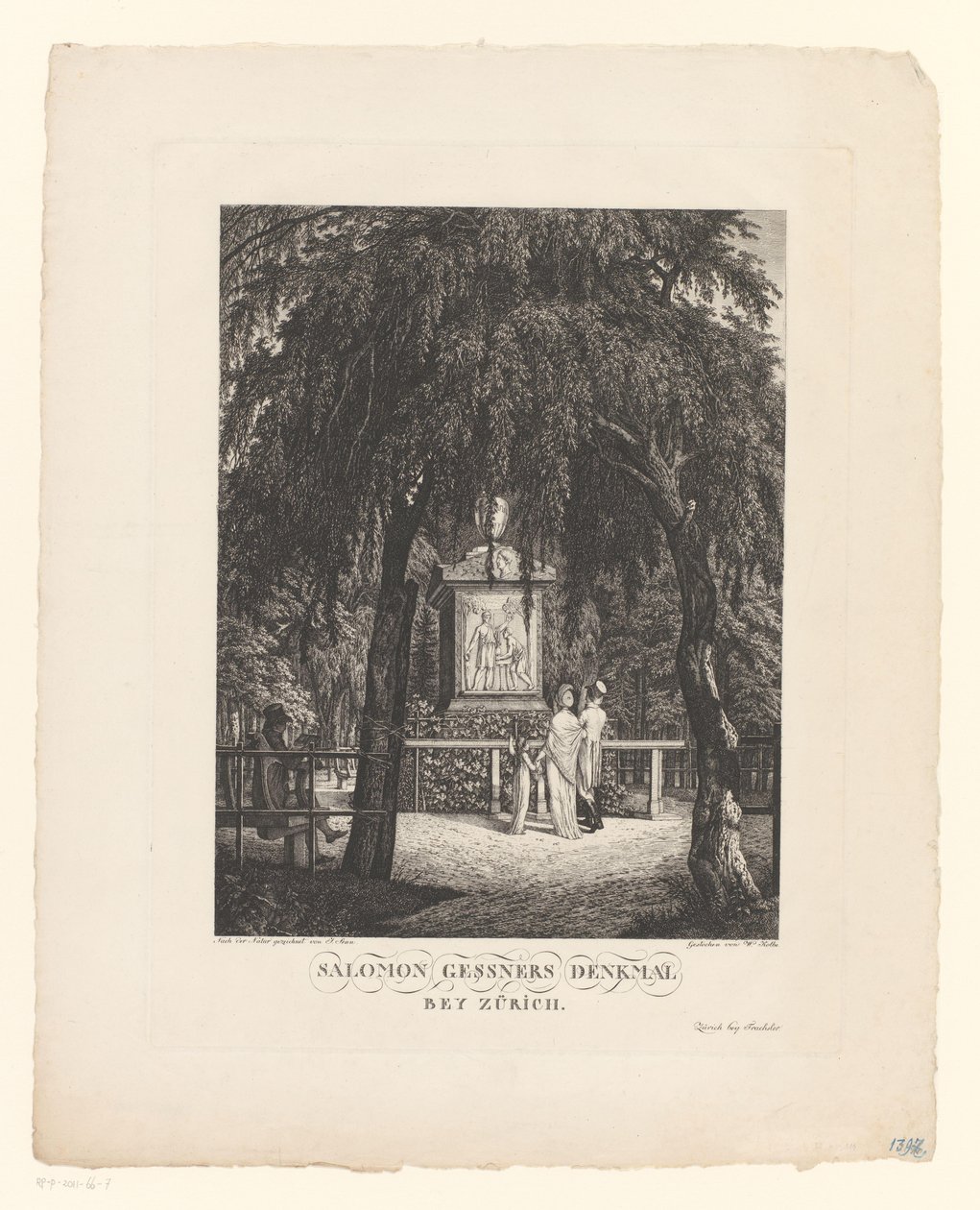 Monument til Salomon Gessner nær Zürich Salomon Gessners monument nær Zürich (tittel på objekt) av Carl Wilhelm Kolbe (I)