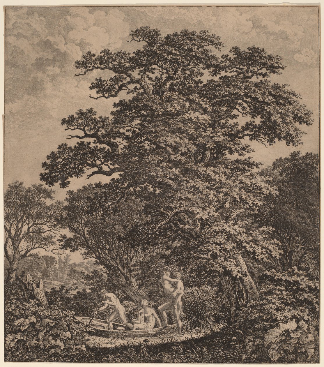 Landskap med nakenbilder som går ombord i en båt av Carl Wilhelm Kolbe