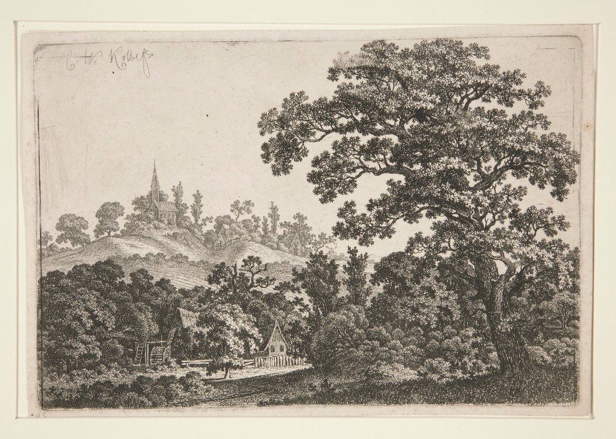 Landskap med Mill av Carl Wilhelm Kolbe the elder