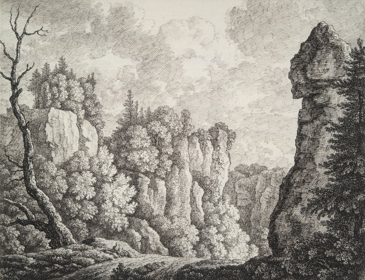 Steinete landskap med en eremitt av Carl Wilhelm Kolbe the elder