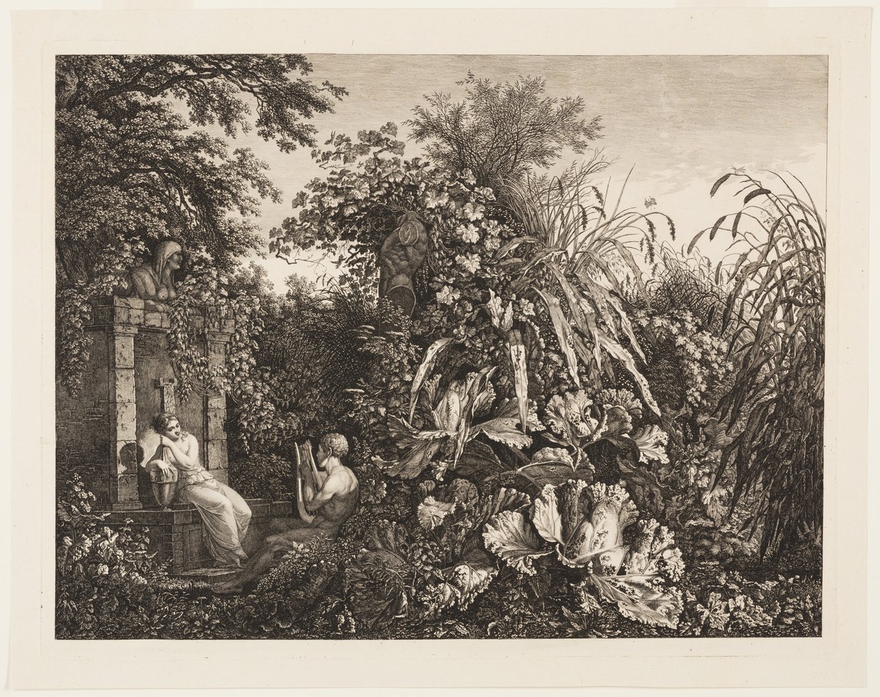 Ungdom spiller en lyre til en jomfru ved en fontene av Carl Wilhelm Kolbe, the elder