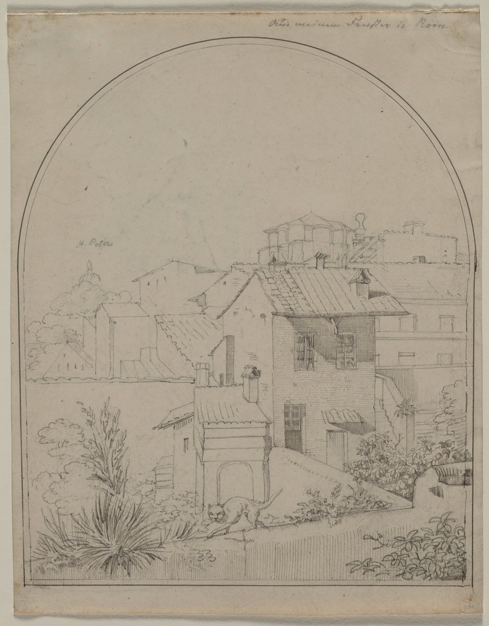 Utsikt fra mitt vindu i Roma recto Soldier in a Landscape verso, ca. 1817. av Carl Wilhelm Tischbein