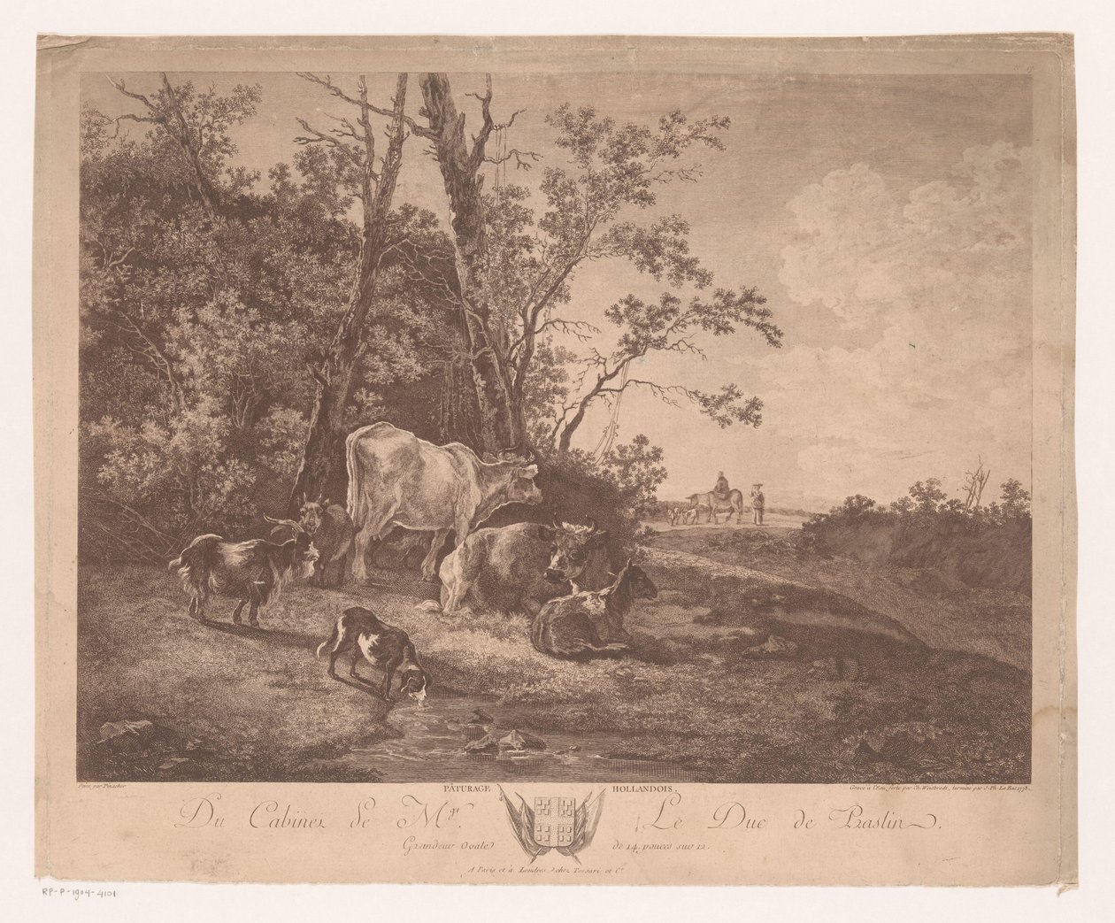 Landskap med storfe Paturage Hollandois (tittel på objekt) av Carl Wilhelm Weisbrod
