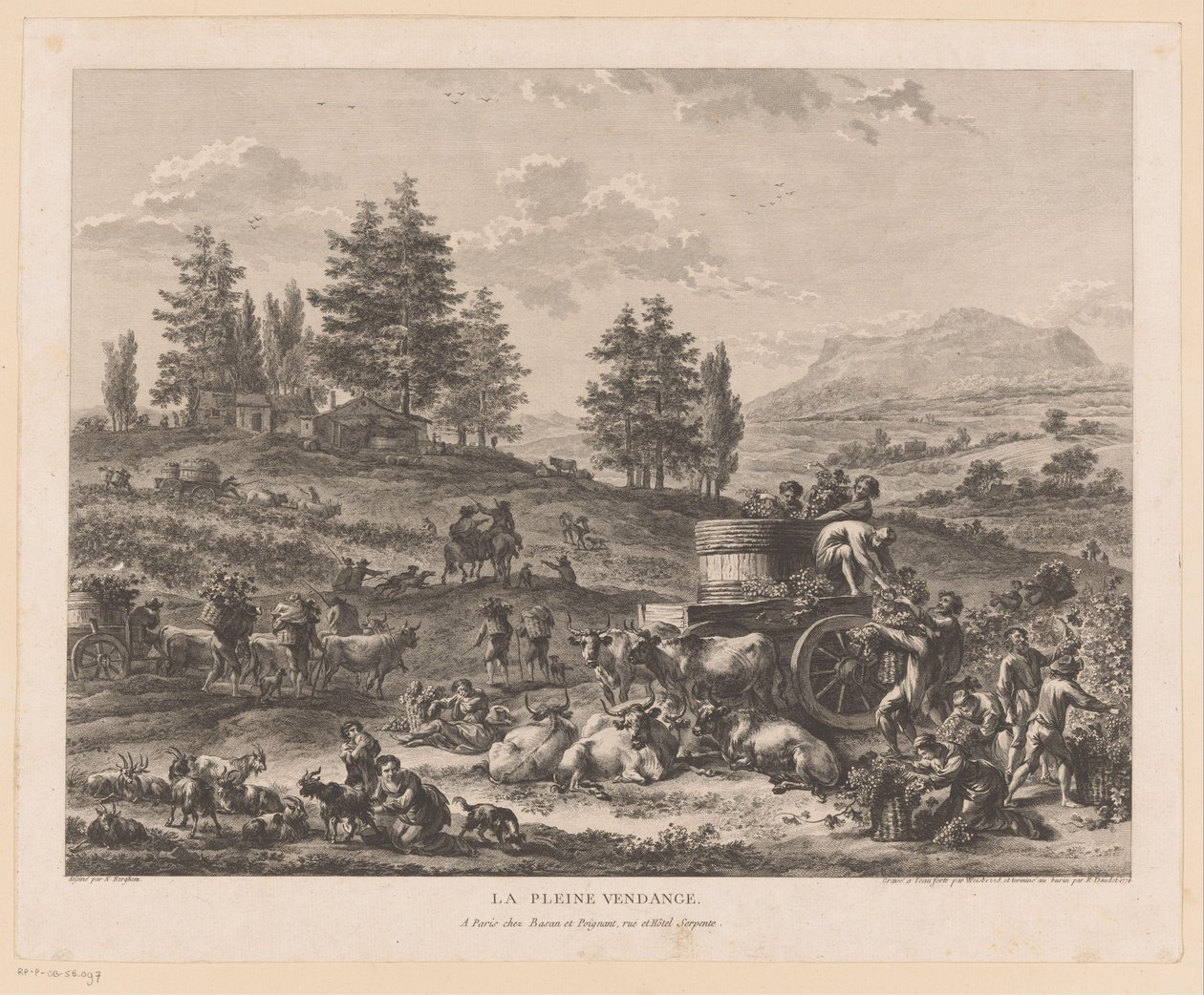 Vintage i et landskap La pleine vendange (tittel på objekt) av Carl Wilhelm Weisbrod