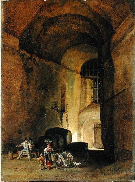 An Osteria, 1830 (1836?) (olje på papir på lerret) av Carl Wilhelm von Heidick