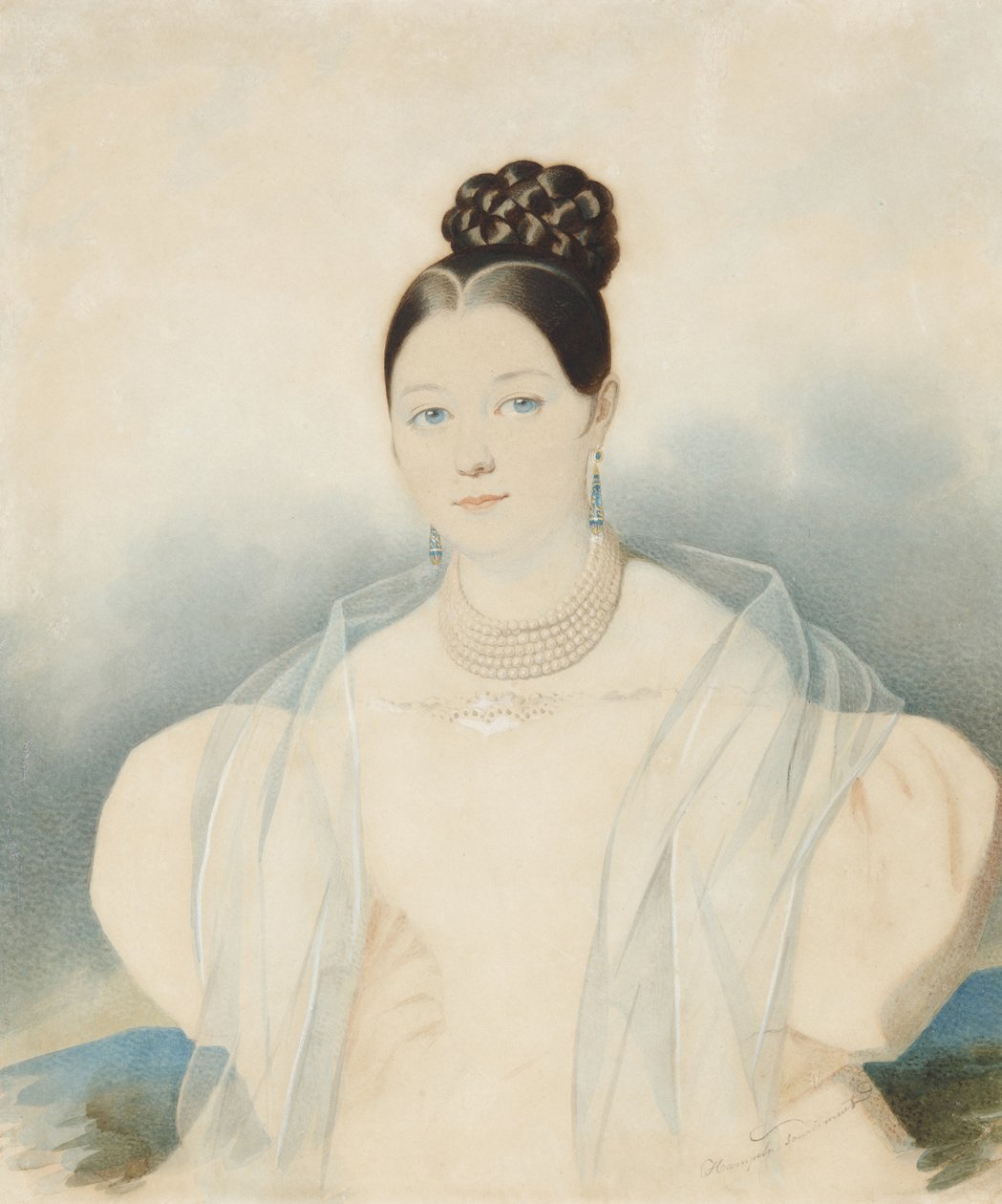 Portrett av grevinne Ekaterina Alexandrovna Zubova, født Obolenskaya 1811-1843, 1830-årene. av Carl von Hampeln