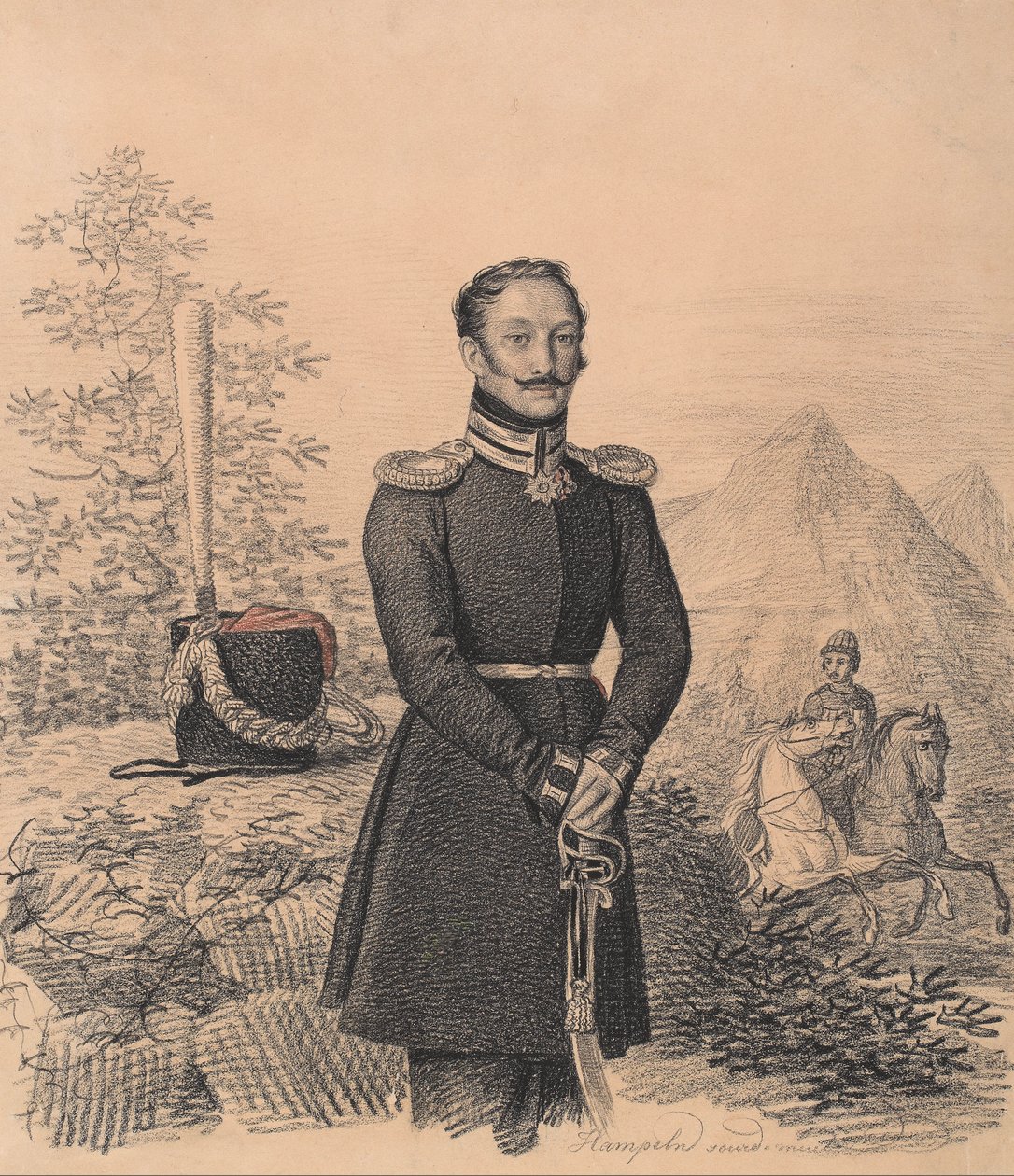 Portrett av Fjodor Alexandrovich Bekovich-Cherkassky 1791-1833, 1822. av Carl von Hampeln